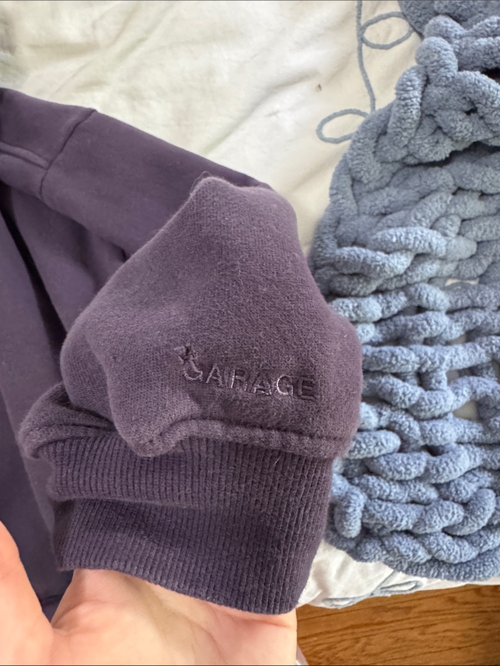Garage Women's Hooded JSweatshirt in Deep Plum - Picture 5 of 6